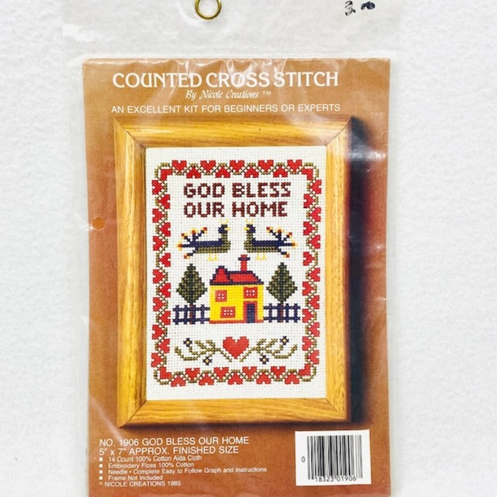 God Bless Our Home Counted Cross Stitch Kit - New/Sealed Vintage 1985